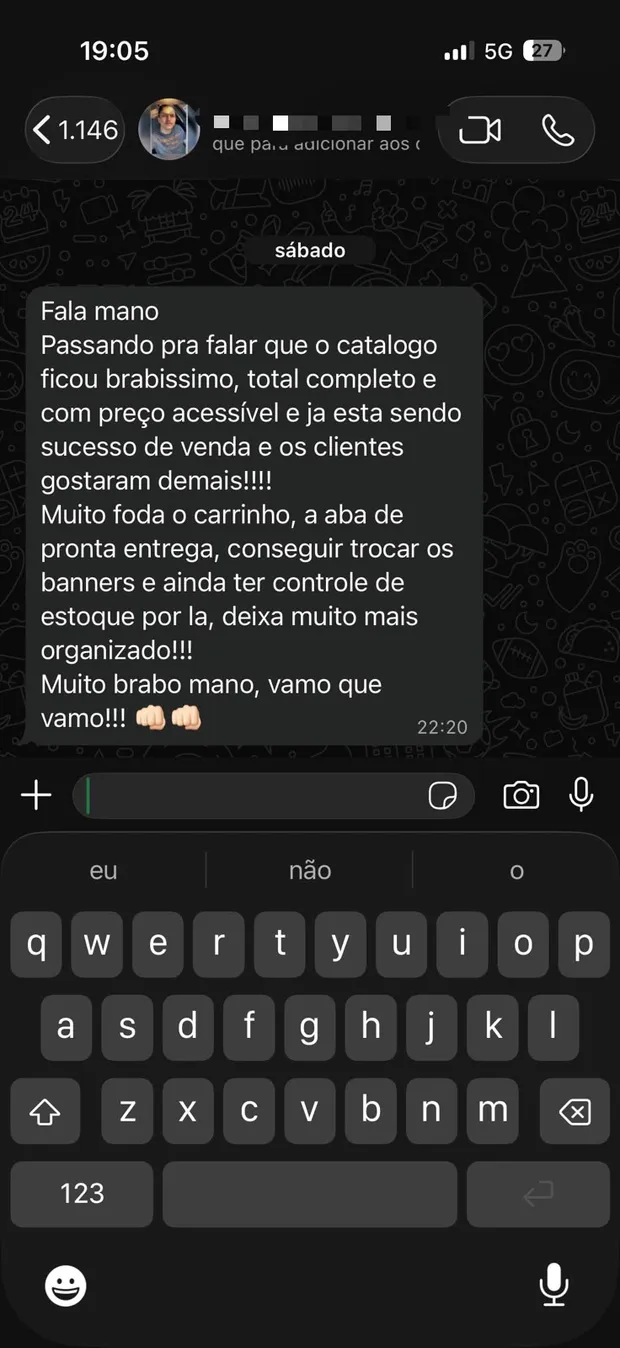 Depoimento de um lojista no WhatsApp