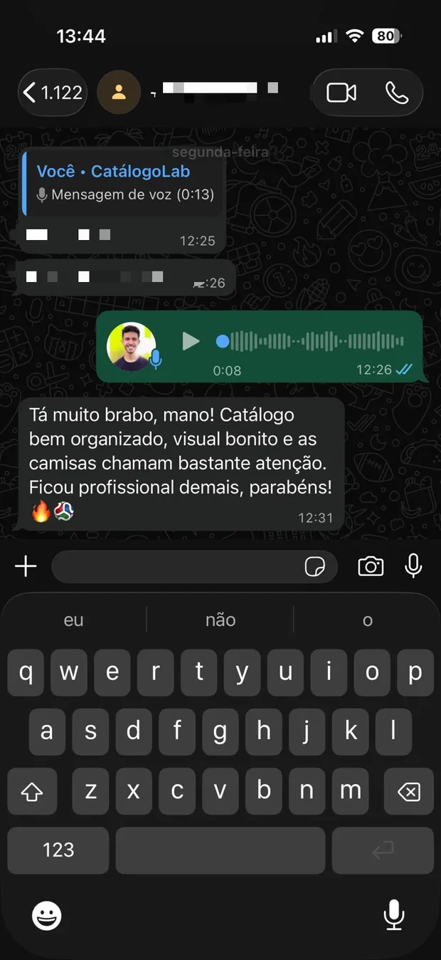 Depoimento de um lojista no WhatsApp